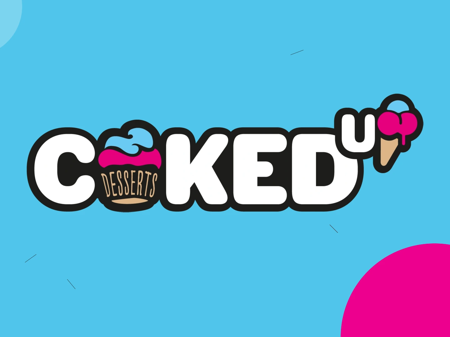 Caked Up logo in its signature blue and pink